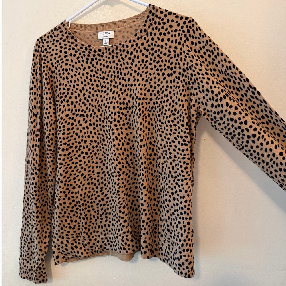 J.Crew Teddie Leopard Print 100% Cotton Crewneck Sweater Size L